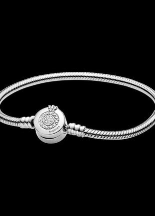 Сяющий серебряный браслет пандора pandora с короной o 599046c01 - изысканная элегантность на каждом запястье
