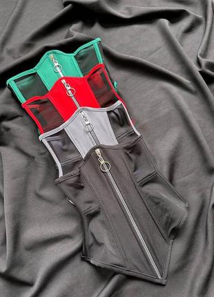 Приталенная удлиненная рубашка + корсет с молнией, рубашка + корсет с замком