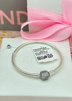 🌟 серебряный браслет pandora moments с застежкой pave 590723cz: сияние и элегантность на вашем запястье! 🌟4 фото