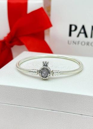 Срібний браслет pandora "корона" moments 598286cz