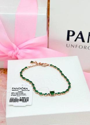 Серебряный браслет pandora «блеск pave» в позолоте rose3 фото