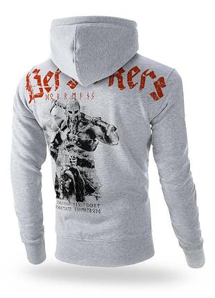 Чоловіча толстовка сіра dobermans aggressive bz127gy худі з капюшоном (l) доберман агресив