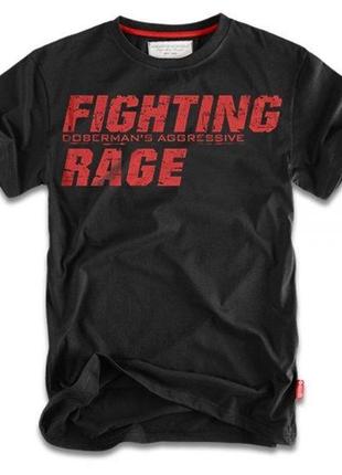 Мужская футболка черная dobermans aggressive fighting rage ts26bk (m) доберман агрессив