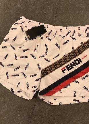 Плавки fendi white плавальні шорти фенді шорты плавательные мужские шорти для спорту фенди3 фото