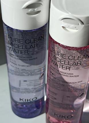 Міцелярна вода kiko milano pure clean 200 мл  для зняття макіяжу для нормальної та сухої, а також для комбінованої шкіри обличчя.