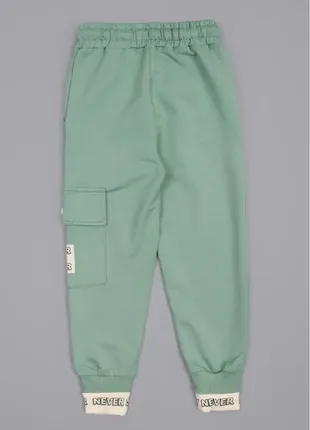 Спортивные штаны для девочек 5180-3 стильные новинки весна 2024 зеленые2 фото