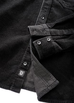Рубашка вельветовая мужская brandit corduroy classic черная (m)4 фото