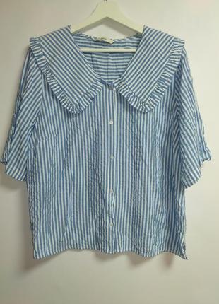 Рубашка в полоску с воротничком в стиле ретро 18/52-54 размер4 фото