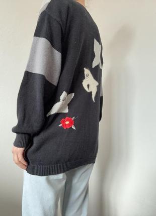 Хлопковый свитер с привидениями джемпер винтажный пуловер коттон реглан лонгслив хлопок кофта оверсайз свитер винтажный джемпер6 фото