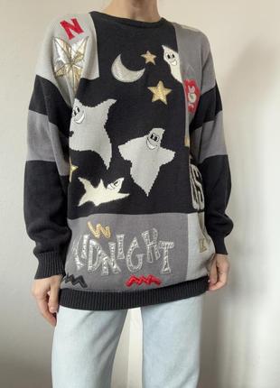 Хлопковый свитер с привидениями джемпер винтажный пуловер коттон реглан лонгслив хлопок кофта оверсайз свитер винтажный джемпер10 фото