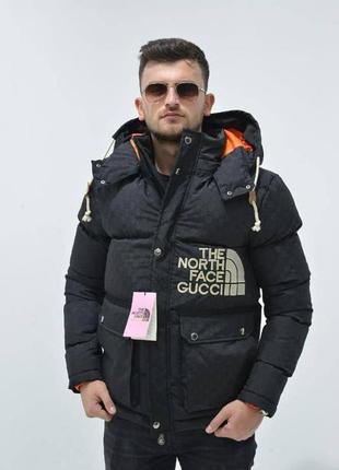 Куртка чоловіча зимова the north face x gucci — black