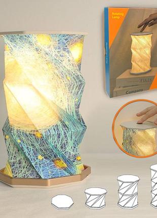 Сенсорная led лампа поворотная 3д светодиодная на аккумуляторе настольный декоративный ночник, вращающийся rotating lamp белый