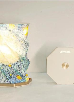 Сенсорна led лампа поворотна 3д світлодіодна на акумуляторі настільний декоративний нічник, що обертається rotating lamp білий2 фото