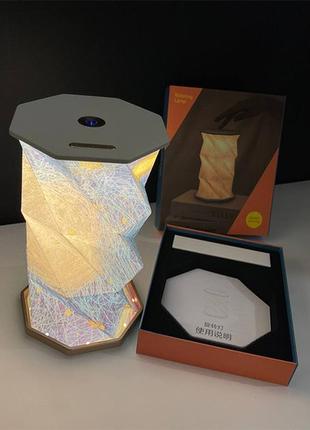 Сенсорна led лампа поворотна 3д світлодіодна на акумуляторі настільний декоративний нічник, що обертається rotating lamp білий5 фото