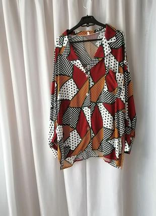 Бавовняна батальна блуза сорочка з боків з розрізами крій піджака на літо незамінна річ не парить тк