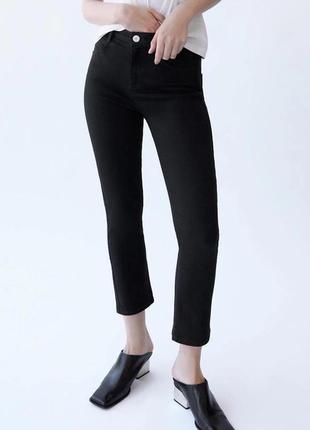 Укороченные черные джинсы клеш zara, р.xs-s1 фото