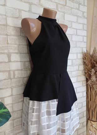 Фирменная quiz нарядная стильная блуза/кофта с баской сочного чёрного цвета, размер хл3 фото