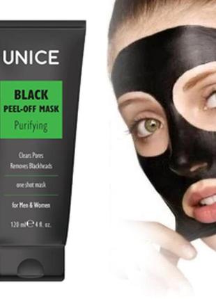 Чорна маска-плівка unice black peel-off mask1 фото