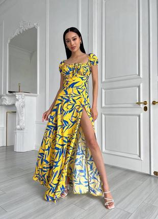 Хлопковое платье макси с цветочным принтом, длинное платье в цветы7 фото