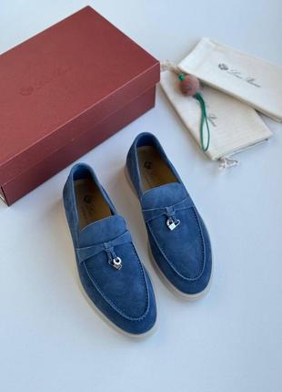 Синие замшевые лоферы в стиле loro piana