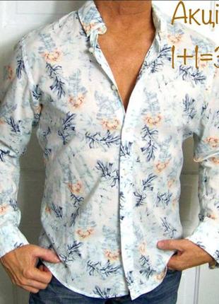 Акция 🎁 новая стильная гавайская рубашка zara man slim fit asos h&amp;m1 фото