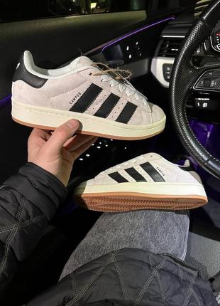 Трендовые женские кроссовки adidas campus 00s beige black бежевые с чёрным6 фото