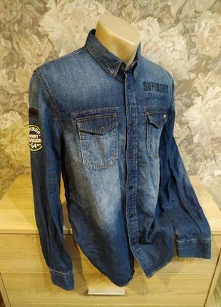 Superdry чоловіча джинсова сорочка розмір m3 фото
