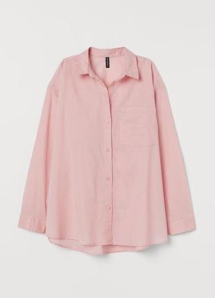 Качественная розовая удлиненная рубашка из хлопка divided6 фото