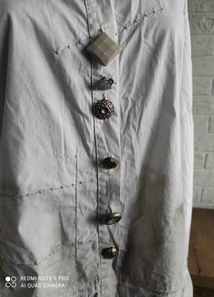 Рубашка блуза пуговицы фурнитура белый серый бренд botegga,l,m,425 фото