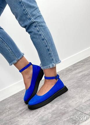 Туфли синие, натуральная замша9 фото