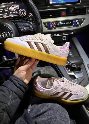 Крутейшие женские кроссовки на платформе adidas samba platform clear pink розовые