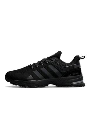 Мужские спортивные кроссовки adidas marathon black черные легкие повседневные кросы адидас весна лето