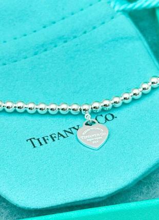 🌟 серебряный браслет tiffany & co с мятным сердцем4 фото