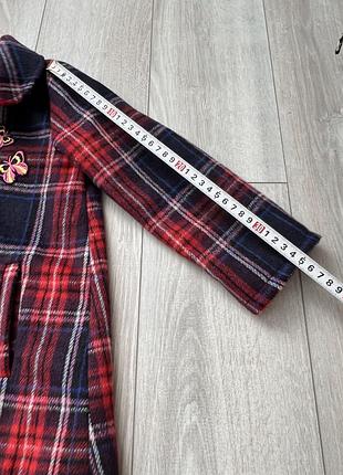 Картате пальто для дівчики 3-4р шерстяне пальто в клітинку пальто з метеликами...