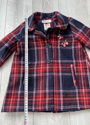 Картате пальто для дівчики 3-4р шерстяне пальто в клітинку пальто з метеликами...