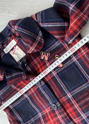 Картате пальто для дівчики 3-4р шерстяне пальто в клітинку пальто з метеликами...