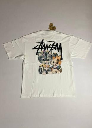 Футболка stussy cat t-shirt white белая футболка