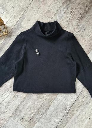 Структурований светр із суміші мериносової вовни та органічної бавовни з коміром-стійкою чорного кольору  cos8 фото