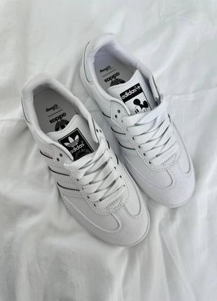 Шкіряні жіночі кеди adidas samba disney white8 фото