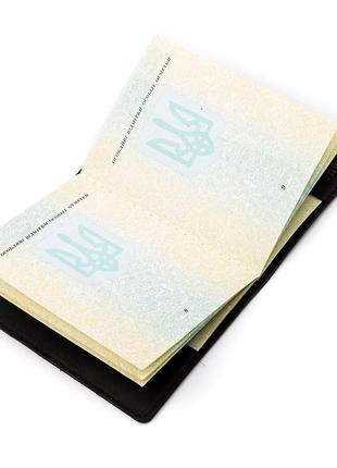 Обложка на паспорт shvigel 13917 шкіряна чорна3 фото