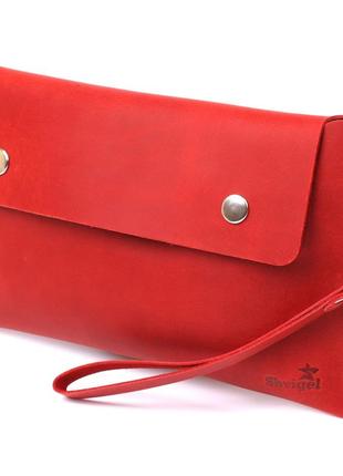 Женская винтажная кожаный тревел-косметичка shvigel 16427 красный1 фото