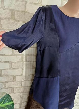 Фирменная grand gallery шикарная блуза со 100 % вискозы в темно синем, размер м-л7 фото
