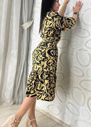 Жіноча сукня міді на гудзиках з поясом 5 кольорів3 фото
