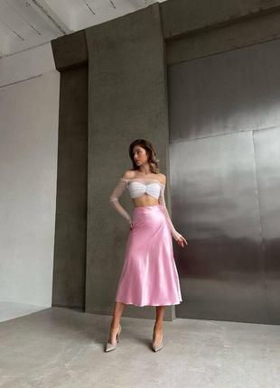 Атласная шелковая сатиновая миди юбка в стиле zara