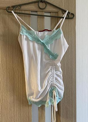 Майка с кружевом и драпировкой