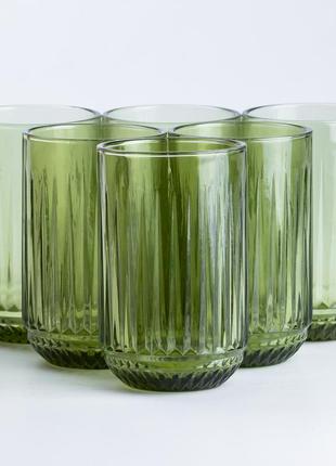 Набор стаканов 6 штук 450 мл стеклянные зеленый