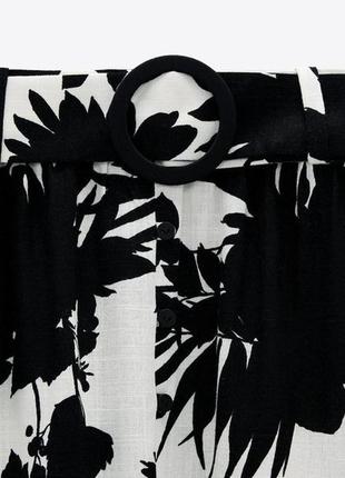 Нова чорно-біла міді-спідниця zara з поясом та квітковим принтом nwot4 фото