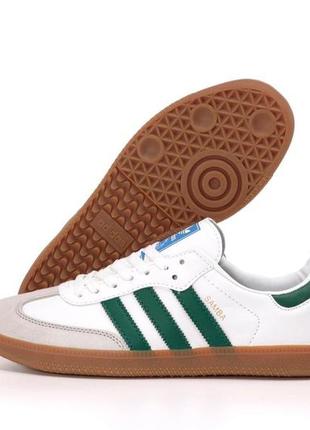Кросівки чоловічі adidas samba білі із зеленим