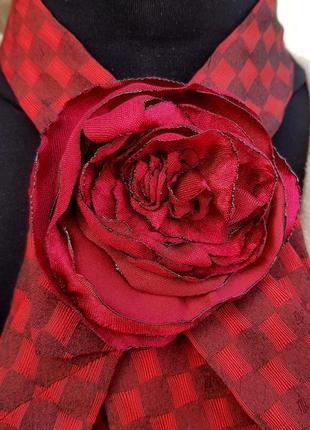 Жіноча краватка з квіткою  бордо2 фото