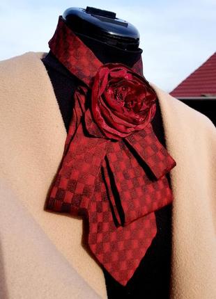 Женский галстук с цветком бордо4 фото